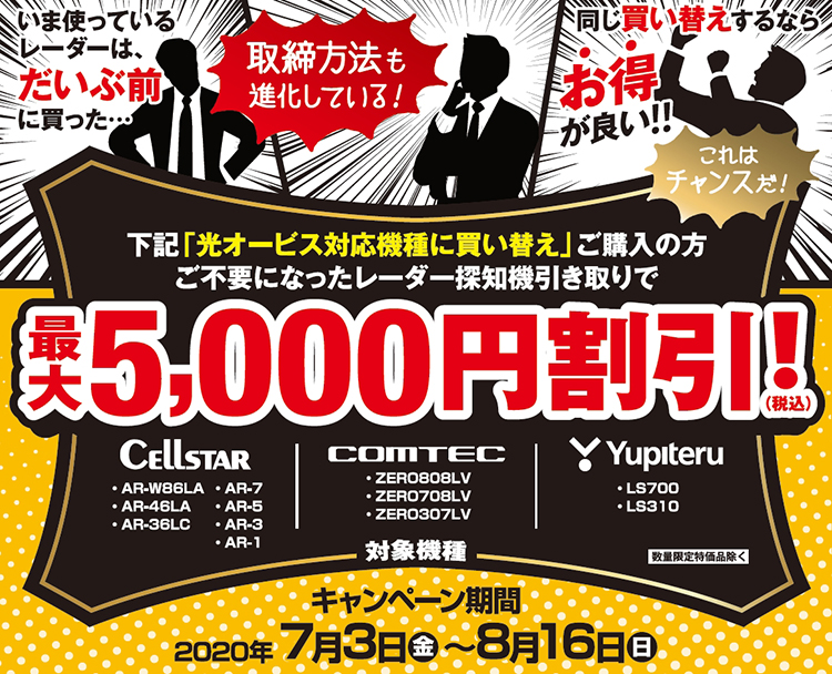 レーダー探知機買い替えキャンペーン割引